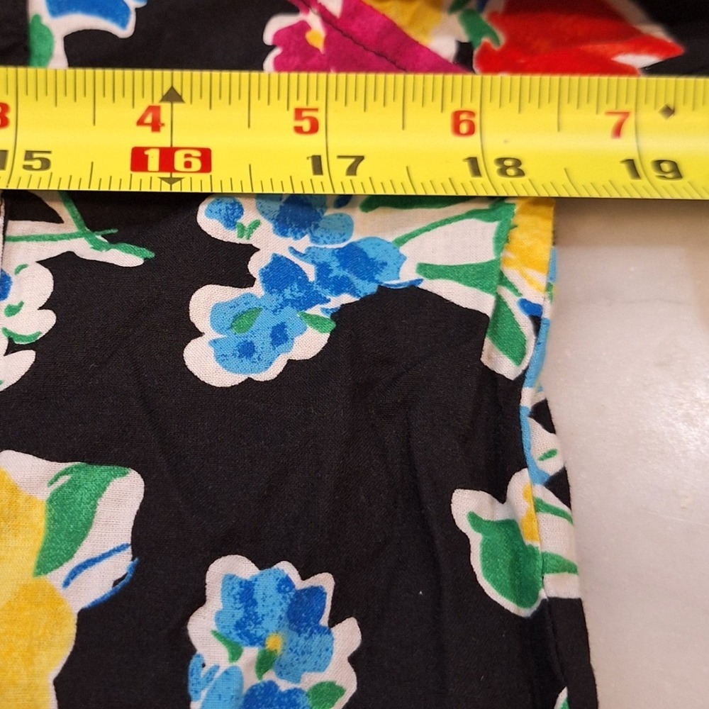 Lauren Ralph Lauren Shirt Dress S Blk Floral Cotton LRL Monogram Mini 3/4 Sleeve - Picture 6 of 9